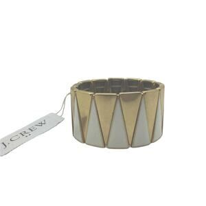 J. Crew Women's Gold Tone White Stretch Mod Colorblock Bangle Bracelet Size 7"
